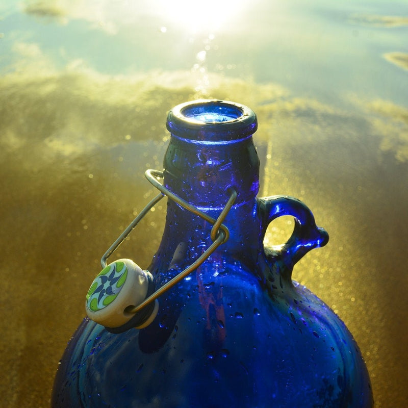 Blauw glas 5 liter met Gravure